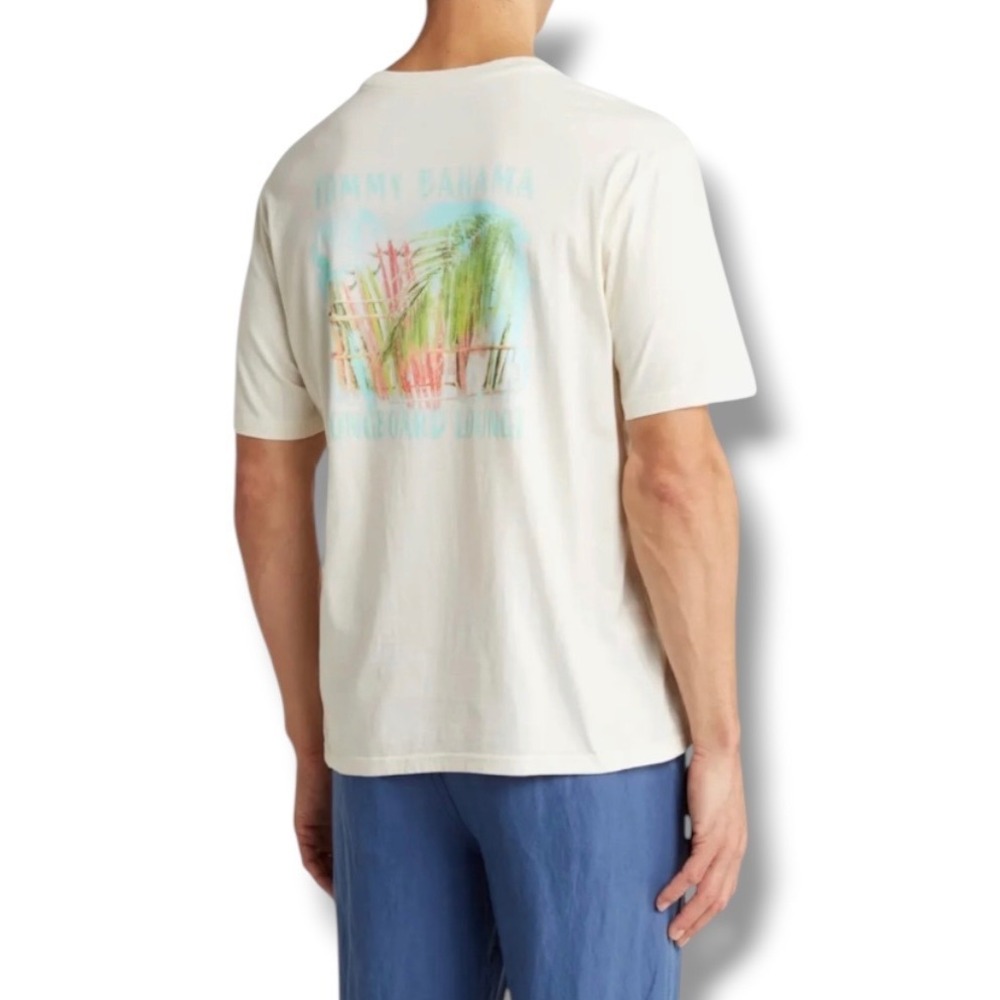 Tommy Bahama Longboard Lounge Graphic Tee Cream Short Sleeve Marlin Small New